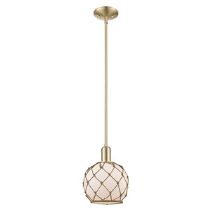 Farmhouse Rope - 1 Light Stem Hung Mini Pendant-10.63 Inch Tall and 8 Inch Wide - 1387979