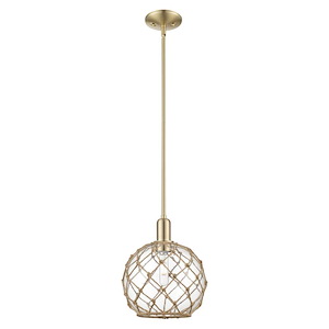 Farmhouse Rope - 1 Light Stem Hung Mini Pendant-12.63 Inch Tall and 10 Inch Wide - 1387932