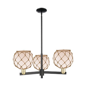 Farmhouse Rope - 3 Light Stem Hung Chandelier-12 Inch Tall and 30 Inch Wide - 1388022