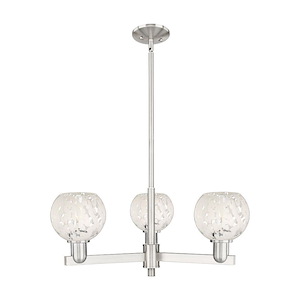 White Mouchette - 3 Light Stem Hung Chandelier-10 Inch Tall and 27.75 Inch Wide - 1388029