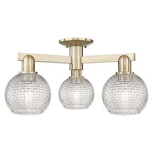 Athens - 3 Light Basketweave Semi-Flush Mount-10 Inch Tall and 23.38 Inch Wide - 1388040