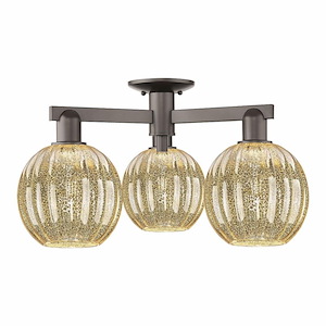 Preston - 3 Light Semi-Flush Mount-11.88 Inch Tall and 24.5 Inch Wide - 1375792