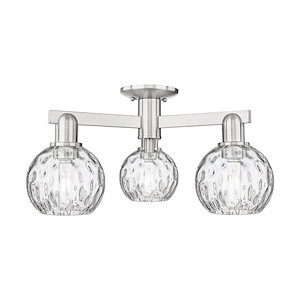 Athens Water Glass - 3 Light Semi-Flush Mount-9.88 Inch Tall and 23.5 Inch Wide - 1388149