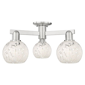 White Mouchette - 3 Light Semi-Flush Mount-10 Inch Tall and 23.25 Inch Wide - 1388039