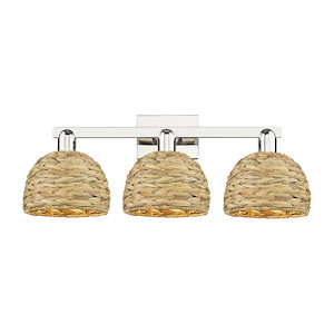 Woven Rattan - 3 Light Bath Vanity-10.5 Inch Tall and 27 Inch Wide - 1427481