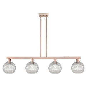 Athens - 4 Light Basketweave Stem Hung Island-10.88 Inch Tall and 50.75 Inch Wide - 1388121