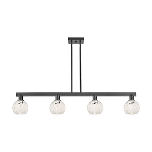 White Mouchette - 4 Light Stem Hung Island-8.88 Inch Tall and 48.75 Inch Wide - 1427392