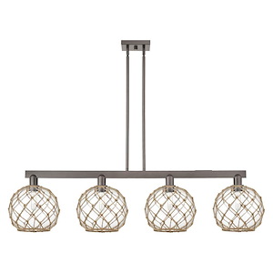 Farmhouse Rope - 4 Light Stem Hung Island-12.88 Inch Tall and 52.75 Inch Wide - 1388100