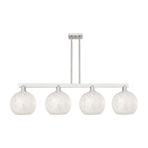 White Mouchette - 4 Light Stem Hung Island-12.63 Inch Tall and 52.75 Inch Wide - 1388126