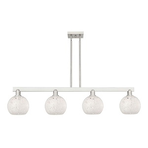 White Mouchette - 4 Light Stem Hung Island-10.88 Inch Tall and 50.75 Inch Wide - 1388148
