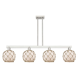Farmhouse Rope - 4 Light Stem Hung Island-10.88 Inch Tall and 50.75 Inch Wide - 1388087