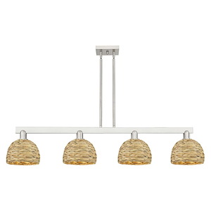 Woven Rattan - 4 Light Stem Hung Island-9.63 Inch Tall and 50.75 Inch Wide - 1388118