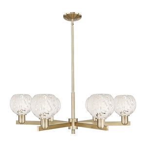 White Mouchette - 6 Light Stem Hung Chandelier-10 Inch Tall and 35.75 Inch Wide - 1388141
