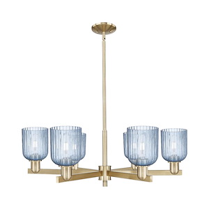 Bridal Veil - 6 Light Stem Hung Chandelier-11 Inch Tall and 34.75 Inch Wide - 1374095