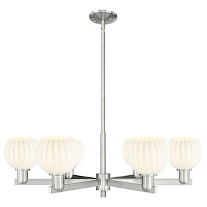 White Venetian - 6 Light Stem Hung Chandelier-10 Inch Tall and 35.75 Inch Wide - 1388175