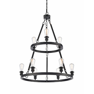 Saloon - 9 Light Chandelier In Industrial Style-39 Inches Tall and 30 Inches Wide - 1290068