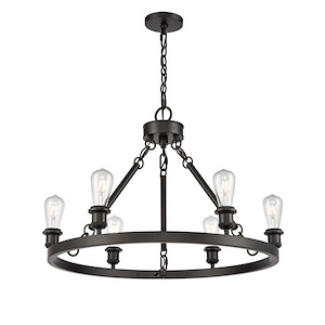Saloon - 60W 6 LED Chain Hung Chandelier-19.75 Inch Tall and 30 Inch Wide - 1428240