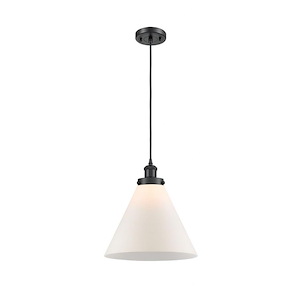 Cone - 1 Light Cord Hung Mini Pendant In Industrial Style-10 Inches Tall and 12 Inches Wide - 1290041