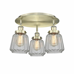 Chatham - 3 Light Flush Mount In Art Deco Style-8 Inches Tall and 18.25 Inches Wide - 1330373