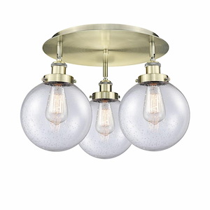 Canton - 3 Light Flush Mount In Art Deco Style-11.88 Inches Tall and 19.75 Inches Wide - 1330340