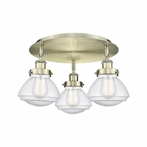 Olean - 3 Light Flush Mount In Art Deco Style-8 Inches Tall and 18.25 Inches Wide - 1330375