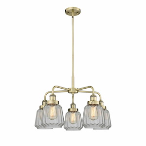 Chatham - 5 Light Stem Hung Chandelier In Art Deco Style-13.5 Inches Tall and 24.5 Inches Wide - 1330344
