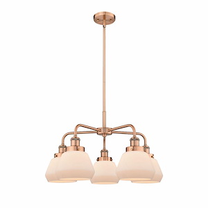 Fulton - 5 Light Stem Hung Chandelier In Art Deco Style-13.5 Inches Tall and 24.5 Inches Wide - 1330357
