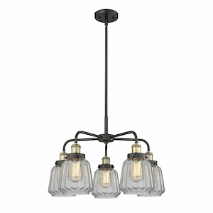 Chatham - 5 Light Stem Hung Chandelier In Art Deco Style-13.5 Inches Tall and 24.5 Inches Wide - 1330344