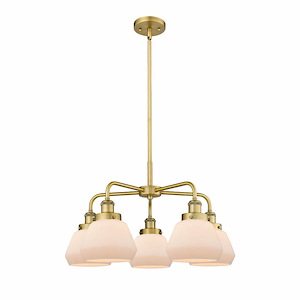 Fulton - 5 Light Stem Hung Chandelier In Art Deco Style-13.5 Inches Tall and 24.5 Inches Wide - 1330357