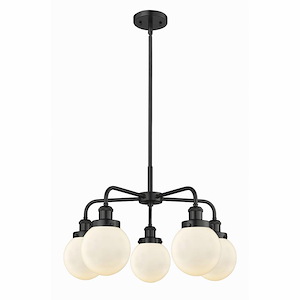 Beacon - 5 Light Stem Hung Chandelier In Art Deco Style-15.13 Inches Tall and 24 Inches Wide - 1330443