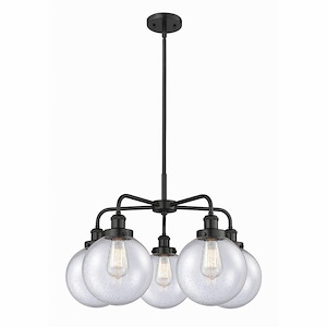 Beacon - 5 Light Stem Hung Chandelier In Art Deco Style-17.38 Inches Tall and 26 Inches Wide - 1330415