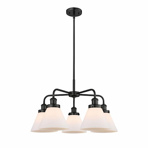 Cone - 5 Light Stem Hung Chandelier In Art Deco Style-15 Inches Tall and 25.75 Inches Wide - 1330367