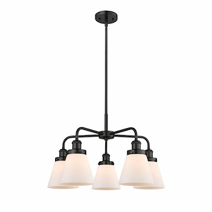Cone - 5 Light Stem Hung Chandelier In Art Deco Style-14.75 Inches Tall and 24.25 Inches Wide - 1330431
