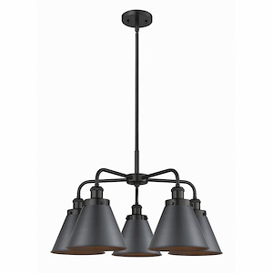 Ballston Urban - 5 Light Stem Hung Chandelier In Industrial Style-15.13 Inches Tall and 26 Inches Wide - 1330347