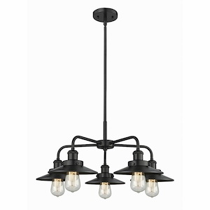 Ballston Urban - 5 Light Stem Hung Chandelier In Industrial Style-11 Inches Tall and 26 Inches Wide - 1330384