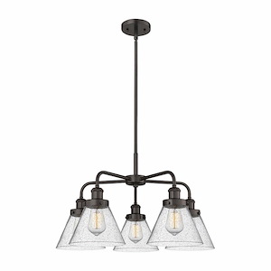 Cone - 5 Light Stem Hung Chandelier In Art Deco Style-15 Inches Tall and 25.75 Inches Wide - 1330367