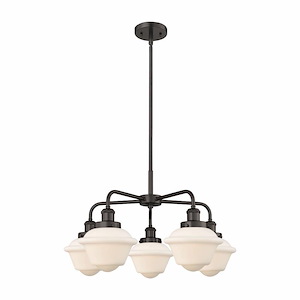 Oxford - 5 Light Stem Hung Chandelier In Art Deco Style-13.5 Inches Tall and 24.5 Inches Wide - 1330417