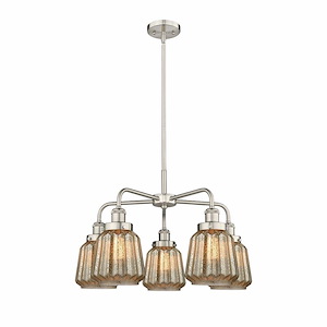 Chatham - 5 Light Stem Hung Chandelier In Art Deco Style-13.5 Inches Tall and 24.5 Inches Wide - 1330344