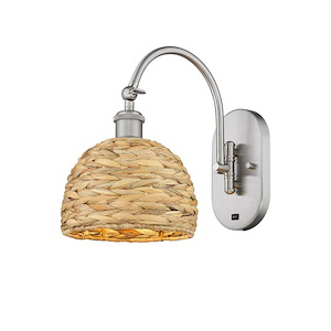 Woven Rattan - 1 Light Wall Sconce-12.75 Inch Tall and 8 Inch Wide - 1428023