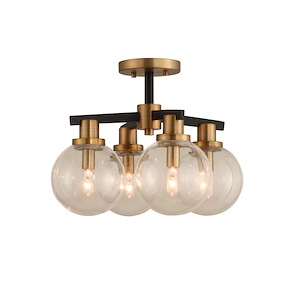 Cameo - 4 Light Semi-Flush Mount In Art Deco Style-13 Inches Tall and 16 Inches Wide - 1294937