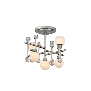 Mercer - 15W 5 LED Semi-Flush Mount In Art Deco Style-13 Inches Tall and 16 Inches Wide - 882316