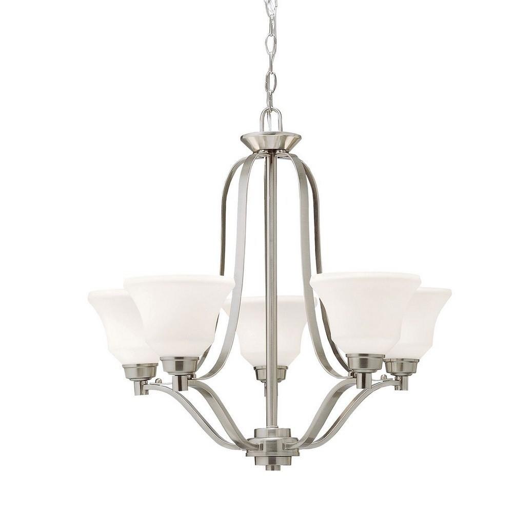 Kichler Langford Brushed Nickel Transitional Etched Glass Bell LED Pendant Light