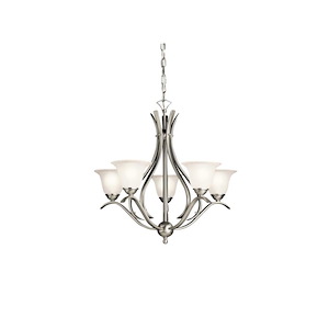 Dover - 5 light Chandelier with White Glass Shades - with Transitional inspirations - 23 inches tall by 24 inches wide - 966349