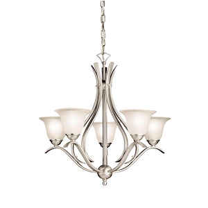Dover - 5 light Chandelier with White Glass Shades - with Transitional inspirations - 23 inches tall by 24 inches wide - 19914