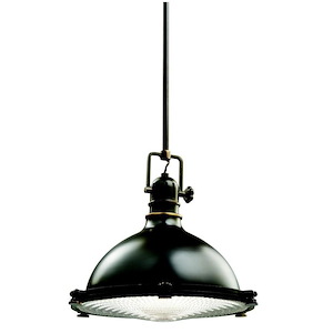 1 light Pendant - with Vintage Industrial inspirations - 12 inches tall by 13.25 inches wide