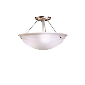 Family Spaces - 3 light Semi-Flush Mount - with Transitional inspirations - 9.75 inches tall by 15 inches wide