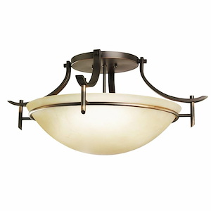 Olympia - 3 light Semi-Flush Mount - with Soft Contemporary inspirations - 11.25 inches tall by 24 inches wide - 1147883