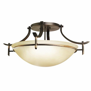 Olympia - 3 light Semi-Flush Mount - with Soft Contemporary inspirations - 11.25 inches tall by 24 inches wide