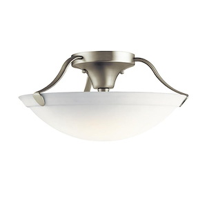 3 light Semi-Flush Mount - with Transitional inspirations - 7.75 inches tall by 15.5 inches wide
