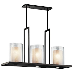 Triad - 3 light Linear Chandelier - 23 inches tall by 11.5 inches wide